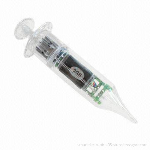 Injector-shaped USB Flash Drives, 64MB-128GB Capacity